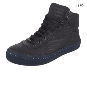 Jimmy Choo Dark blue Alligator Print Sneakers Unisex women size 8.5